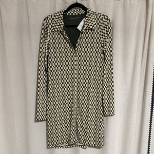 Abercrombie & Fitch Black and Cream Long Sleeve Dress